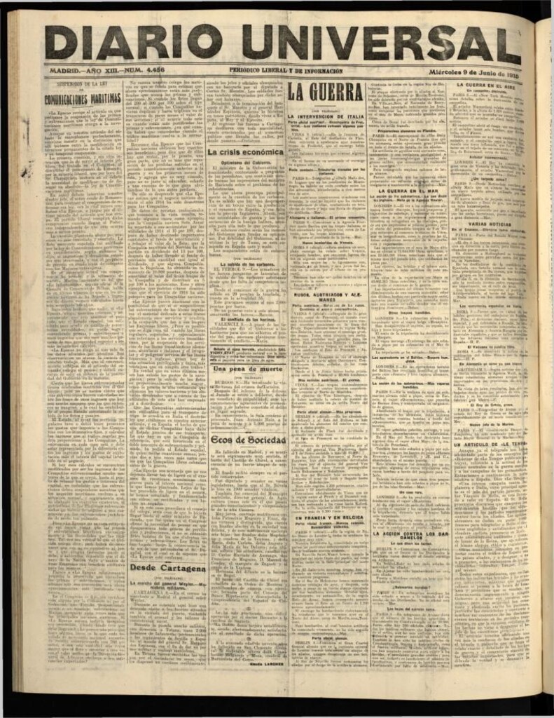 Miniatura de Diario Universal del 9 de junio de 1915