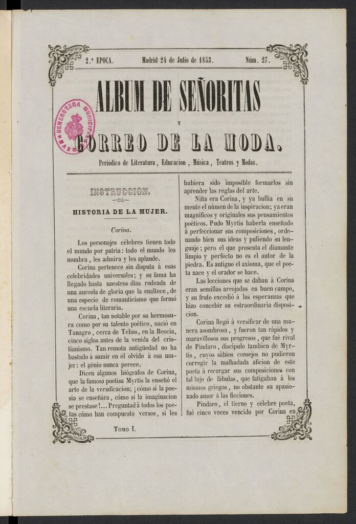 Miniatura de Album de señoritas y correo de la moda del 24 de julio de 1853, nº 27
