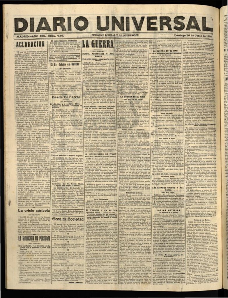 Miniatura de Diario Universal del 20 de junio de 1915