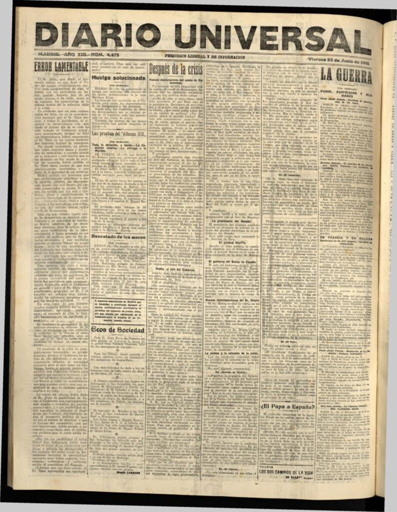 Miniatura de Diario Universal del 25 de junio de 1915