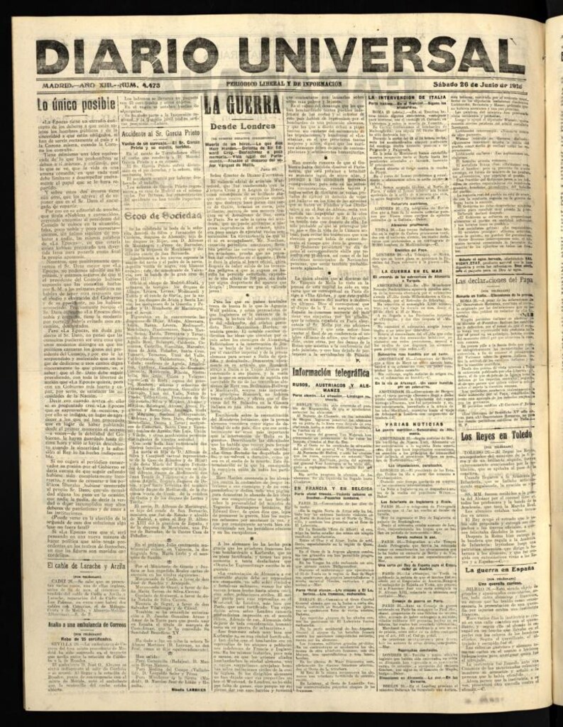 Miniatura de Diario Universal del 26 de junio de 1915