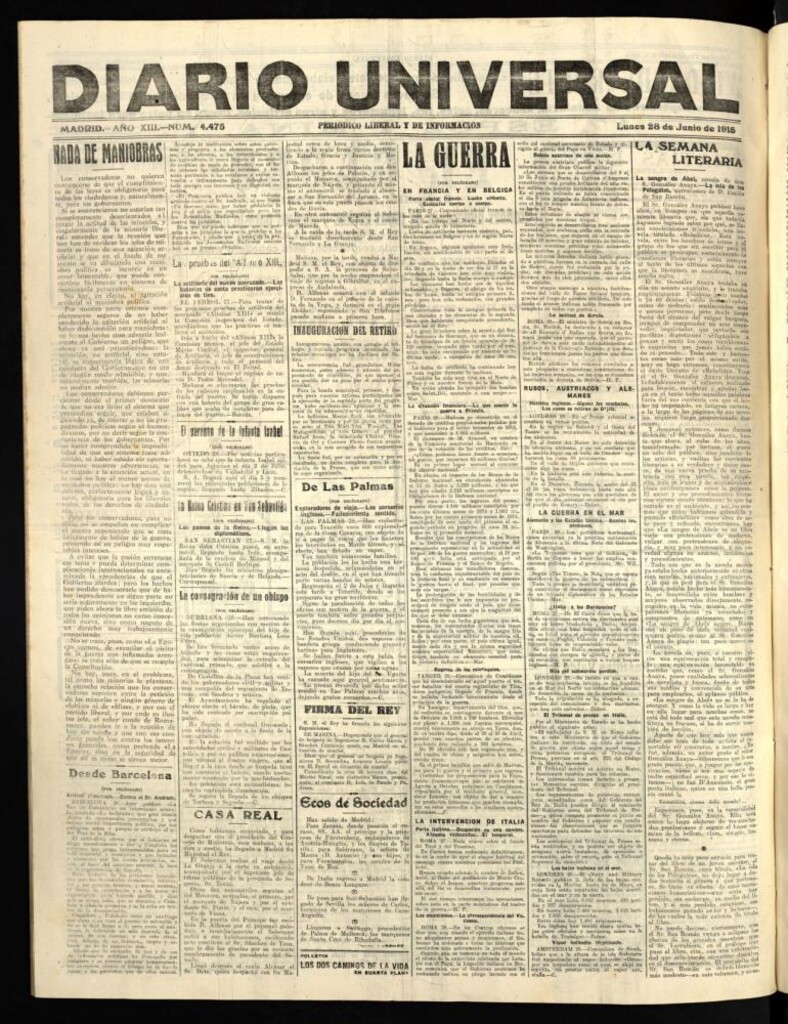 Miniatura de Diario Universal del 28 de junio de 1915