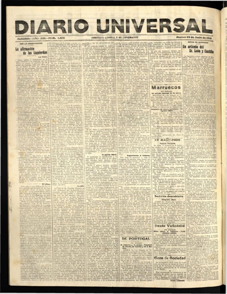Miniatura de Diario Universal del 29 de junio de 1915