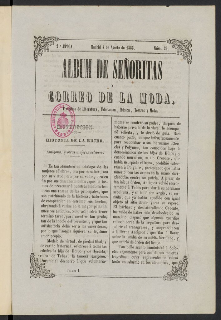 Miniatura de Album de señoritas y correo de la moda del 8 de agosto de 1853, nº 29