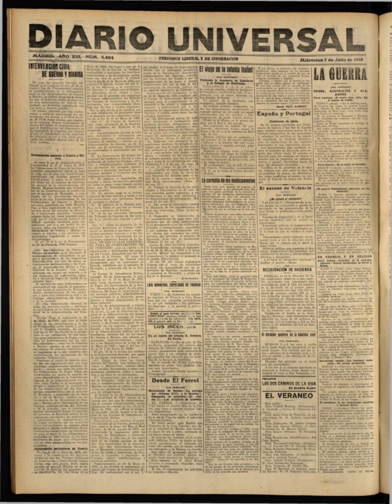 Miniatura de Diario Universal del 7 de julio de 1915