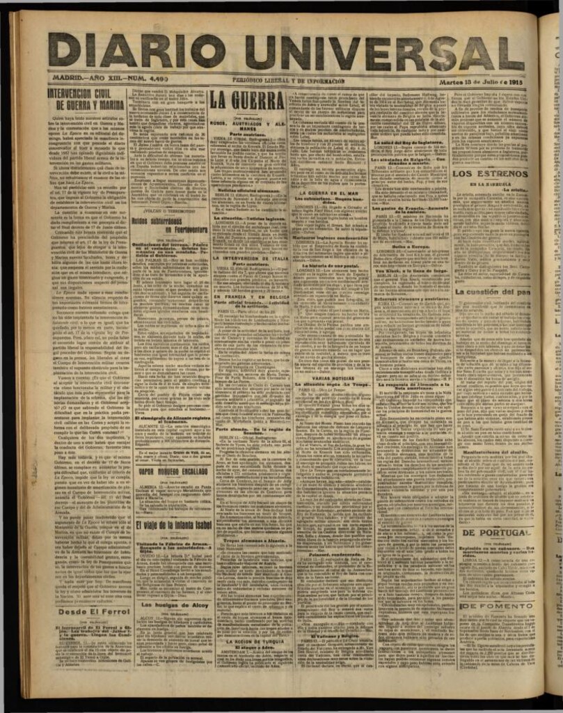 Miniatura de Diario Universal del 13 de julio de 1915