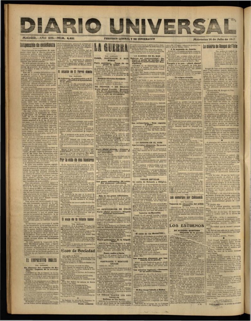 Miniatura de Diario Universal del 14 de julio de 1915