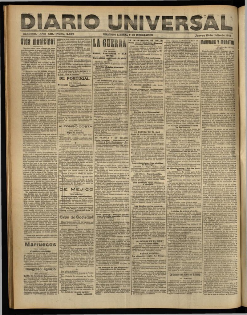 Miniatura de Diario Universal del 15 de julio de 1915