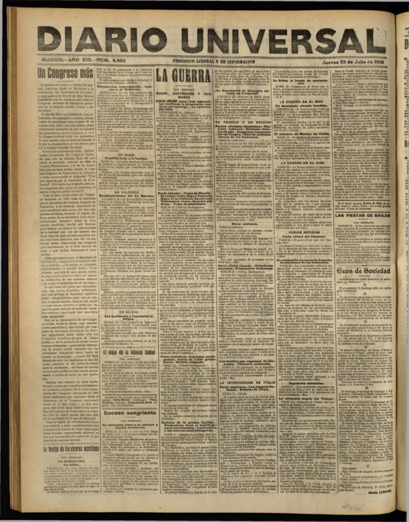 Miniatura de Diario Universal del 22 de julio de 1915