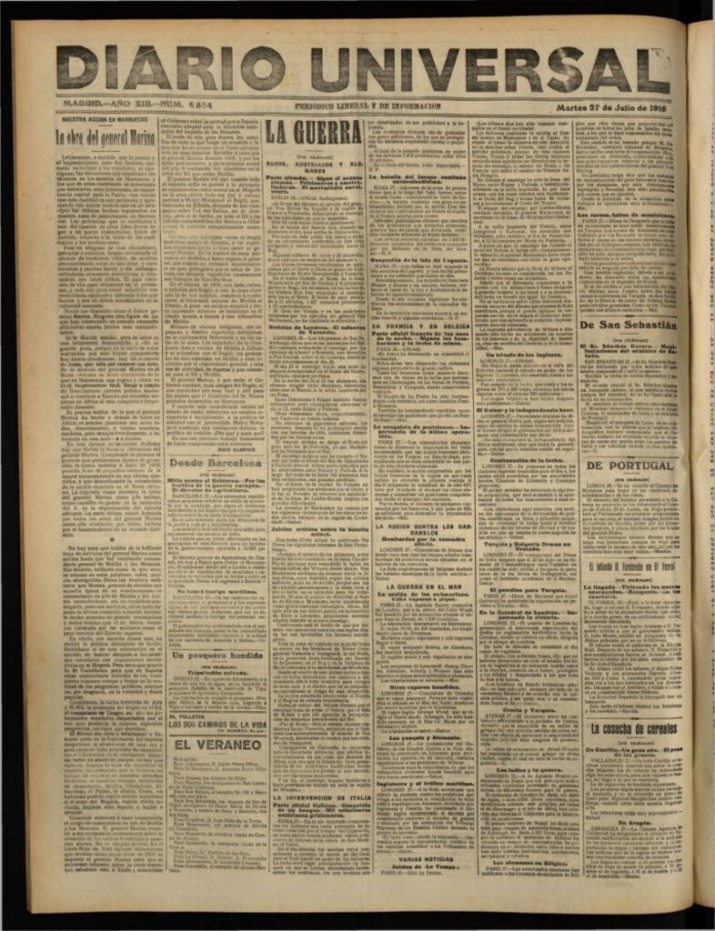 Miniatura de Diario Universal del 27 de julio de 1915