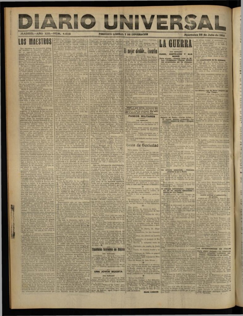 Miniatura de Diario Universal del 28 de julio de 1915