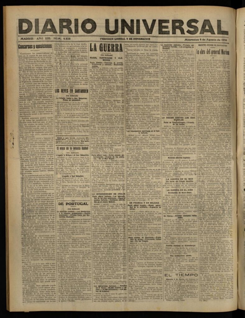 Miniatura de Diario Universal del 4 de agosto de 1915