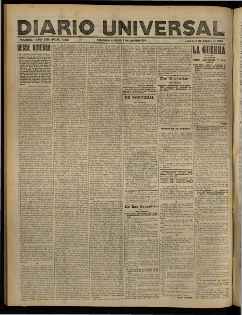 Miniatura de Diario Universal del 5 de agosto de 1915