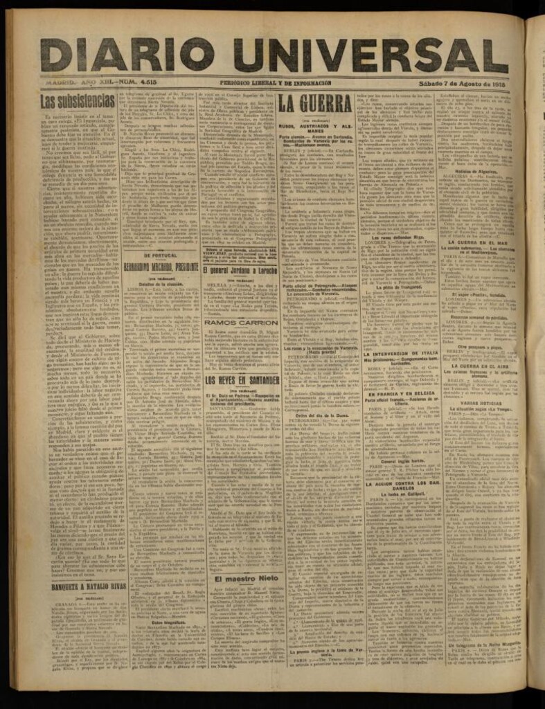 Miniatura de Diario Universal del 7 de agosto de 1915