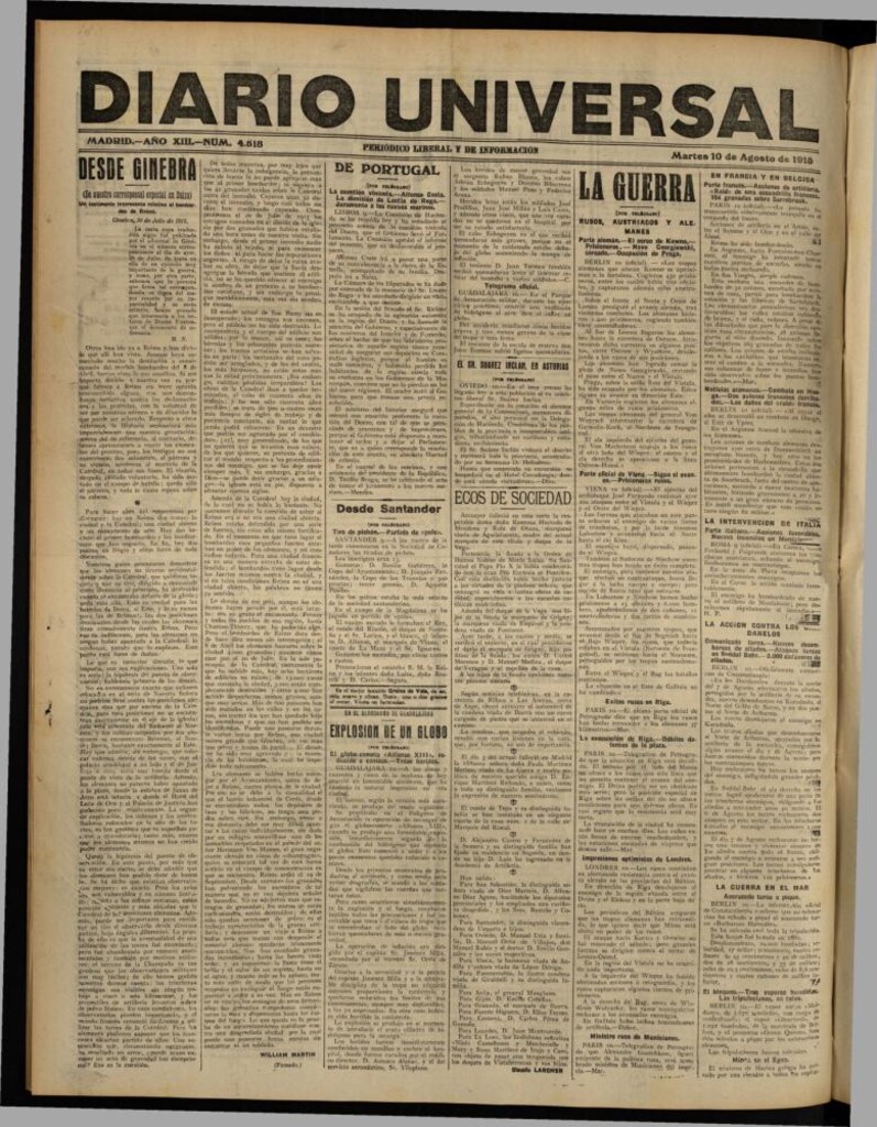 Miniatura de Diario Universal del 10 de agosto de 1915