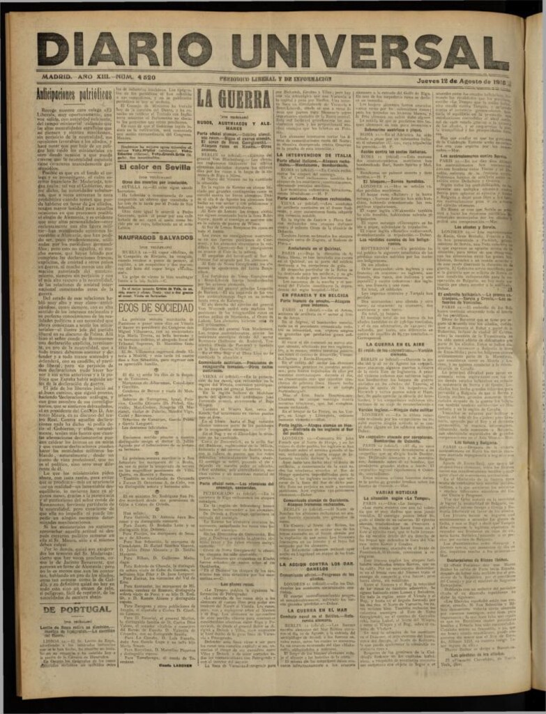 Miniatura de Diario Universal del 12 de agosto de 1915