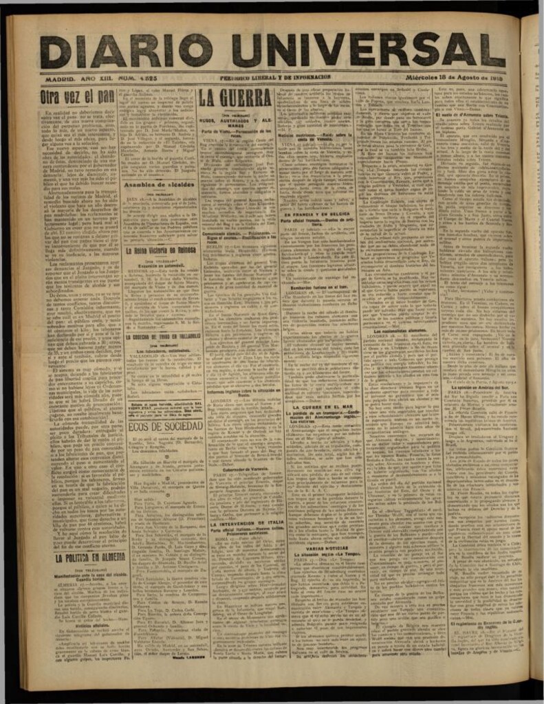 Miniatura de Diario Universal del 18 de agosto de 1915