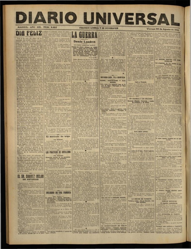Miniatura de Diario Universal del 20 de agosto de 1915