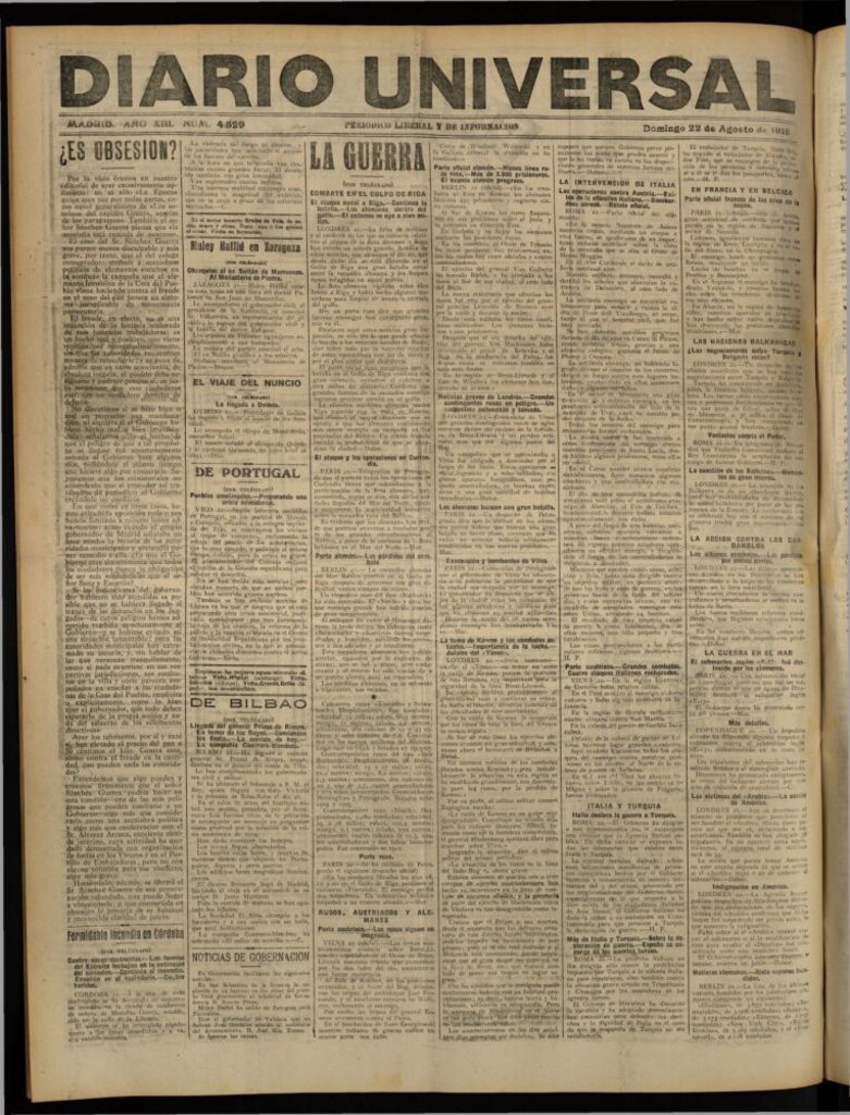 Miniatura de Diario Universal del 22 de agosto de 1915