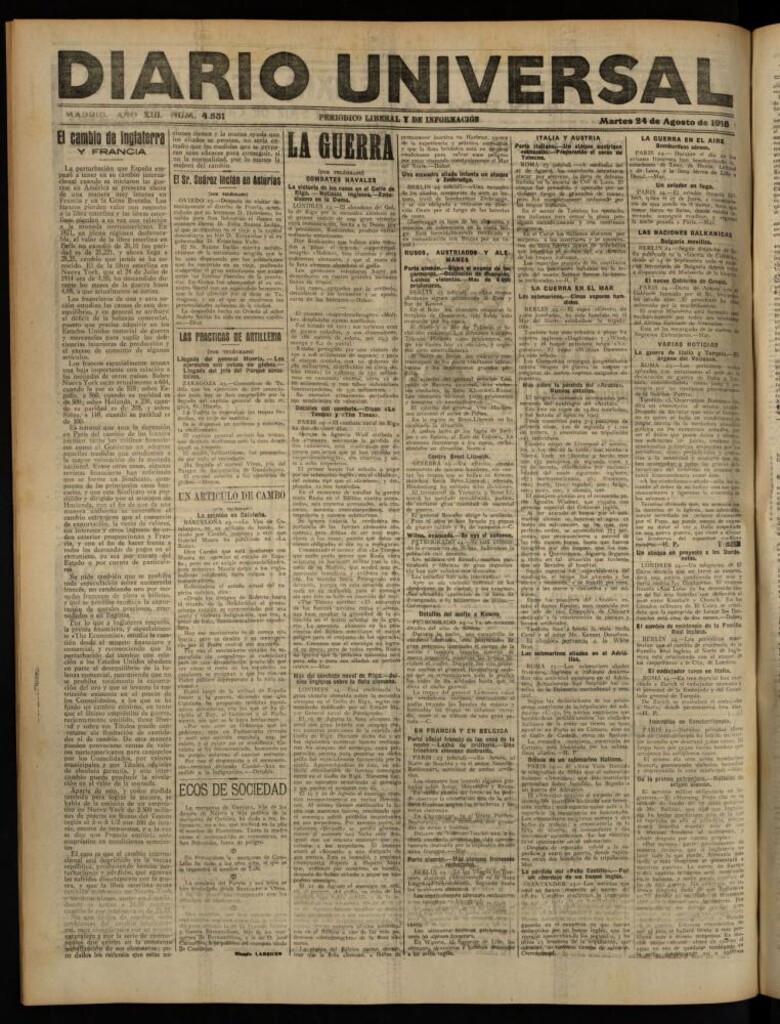 Miniatura de Diario Universal del 24 de agosto de 1915