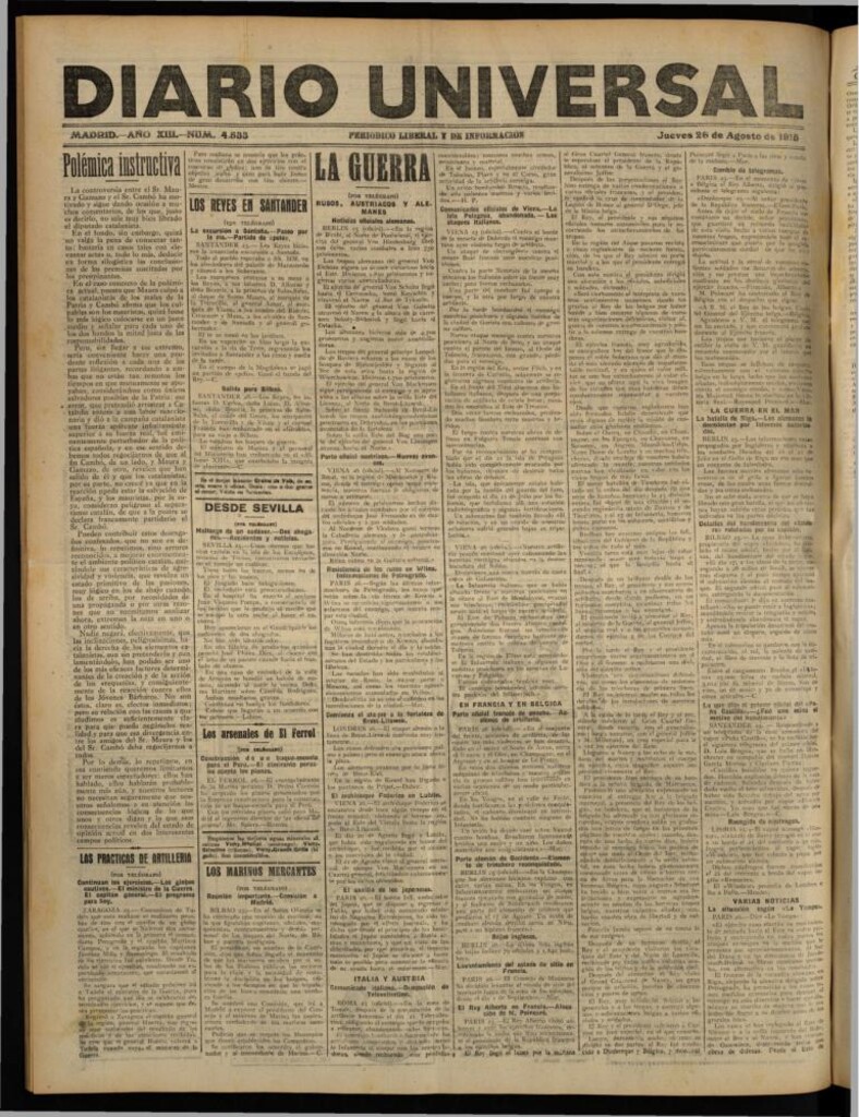 Miniatura de Diario Universal del 26 de agosto de 1915