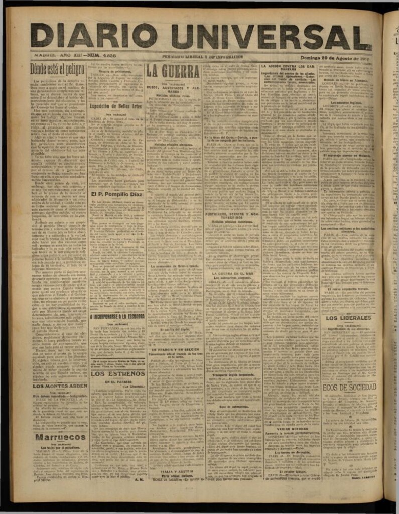 Miniatura de Diario Universal del 29 de agosto de 1915