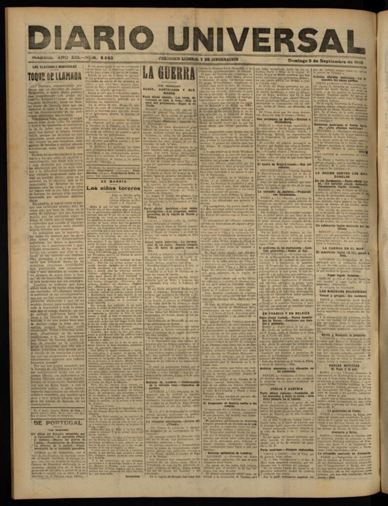 Miniatura de Diario Universal del 5 de septiembre de 1915