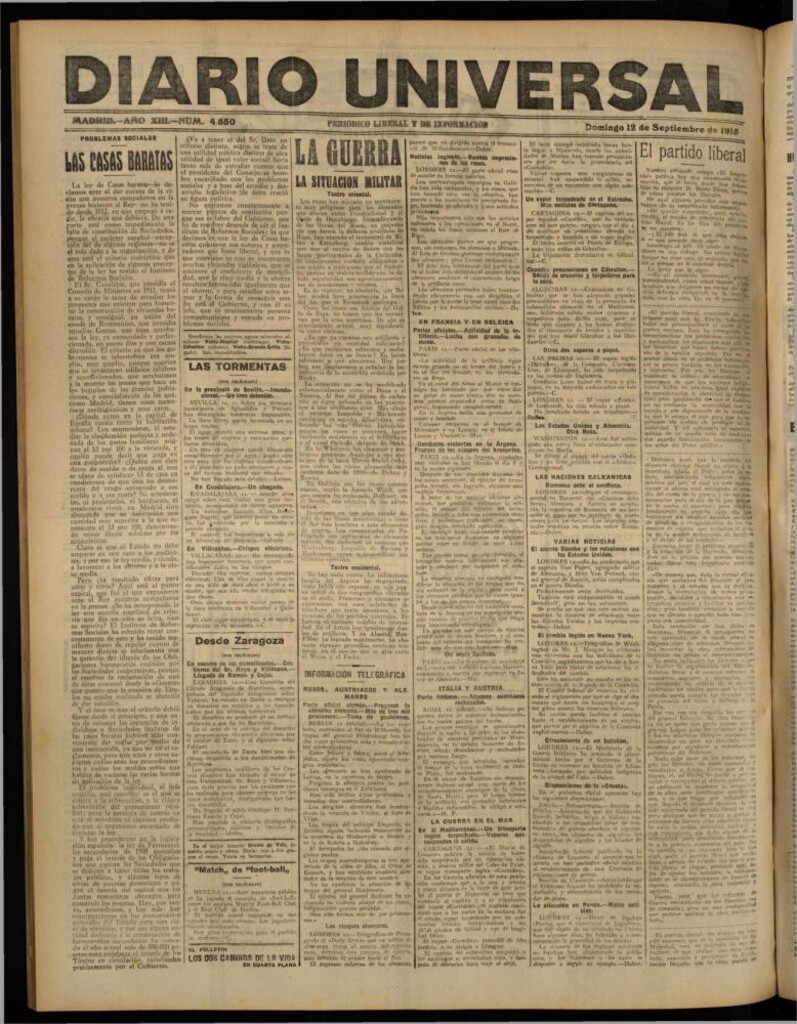 Miniatura de Diario Universal del 12 de septiembre de 1915