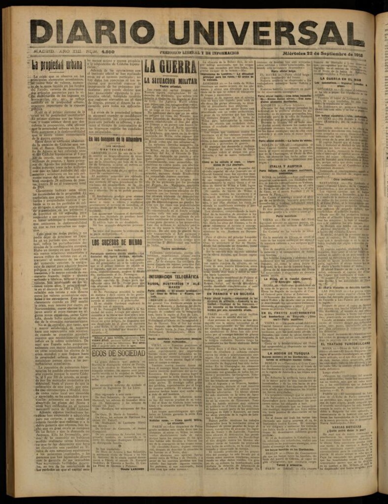 Miniatura de Diario Universal del 22 de septiembre de 1915