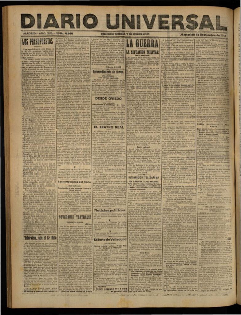 Miniatura de Diario Universal del 28 de septiembre de 1915