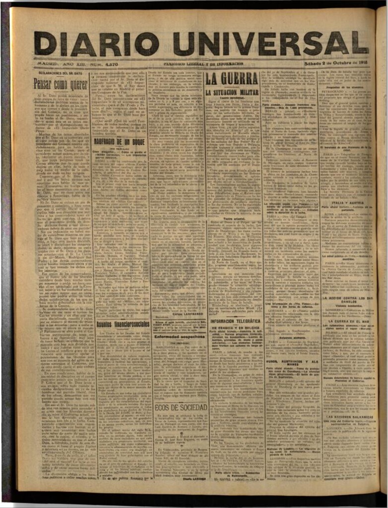 Miniatura de Diario Universal del 2 de octubre de 1915