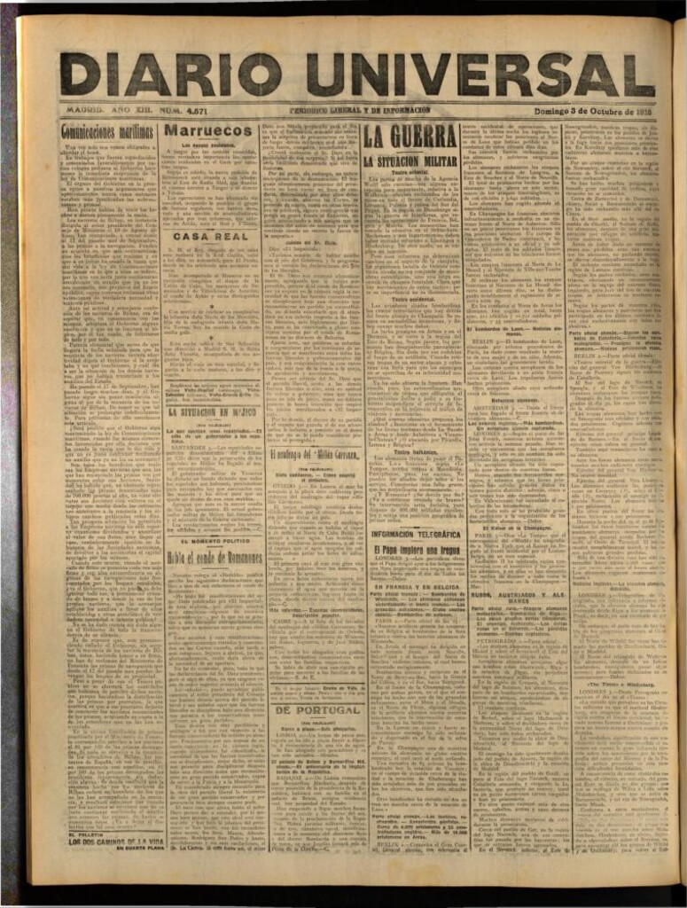 Miniatura de Diario Universal del 3 de octubre de 1915