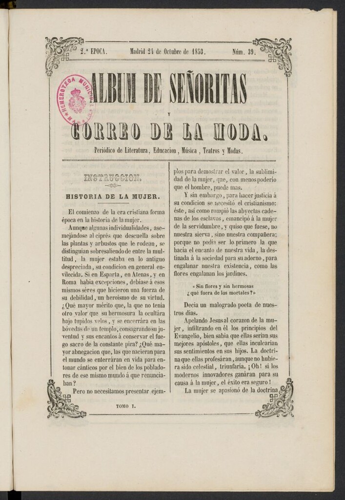 Miniatura de Album de señoritas y correo de la moda del 24 de octubre de 1853, nº 39