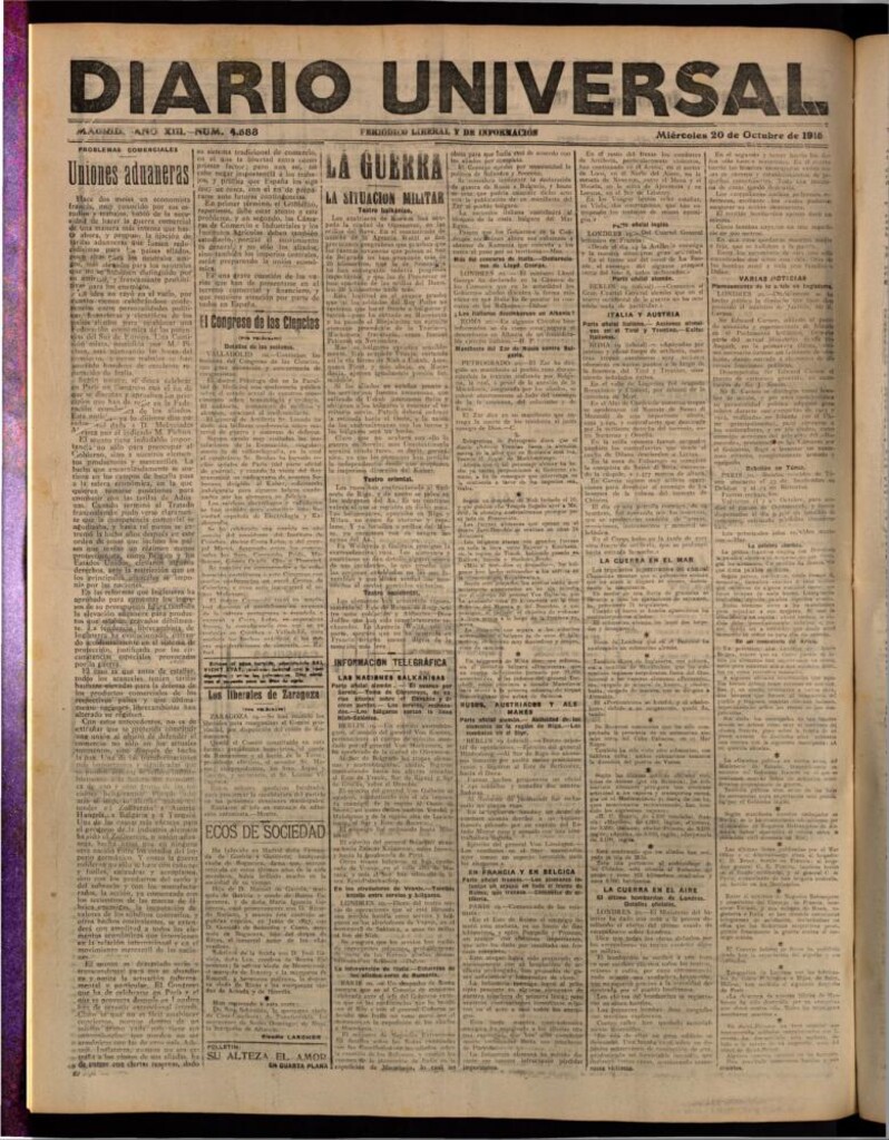 Miniatura de Diario Universal del 20 de octubre de 1915
