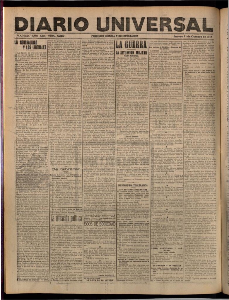 Miniatura de Diario Universal del 21 de octubre de 1915