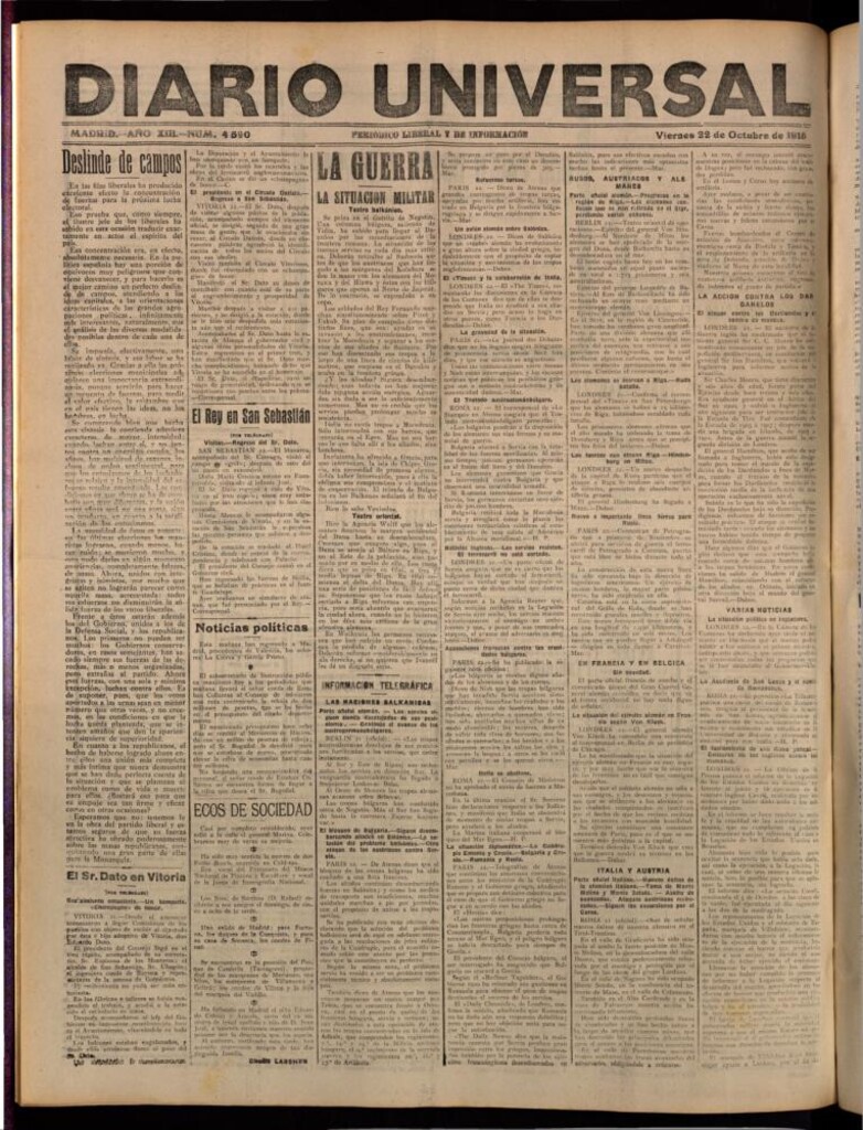 Miniatura de Diario Universal del 22 de octubre de 1915