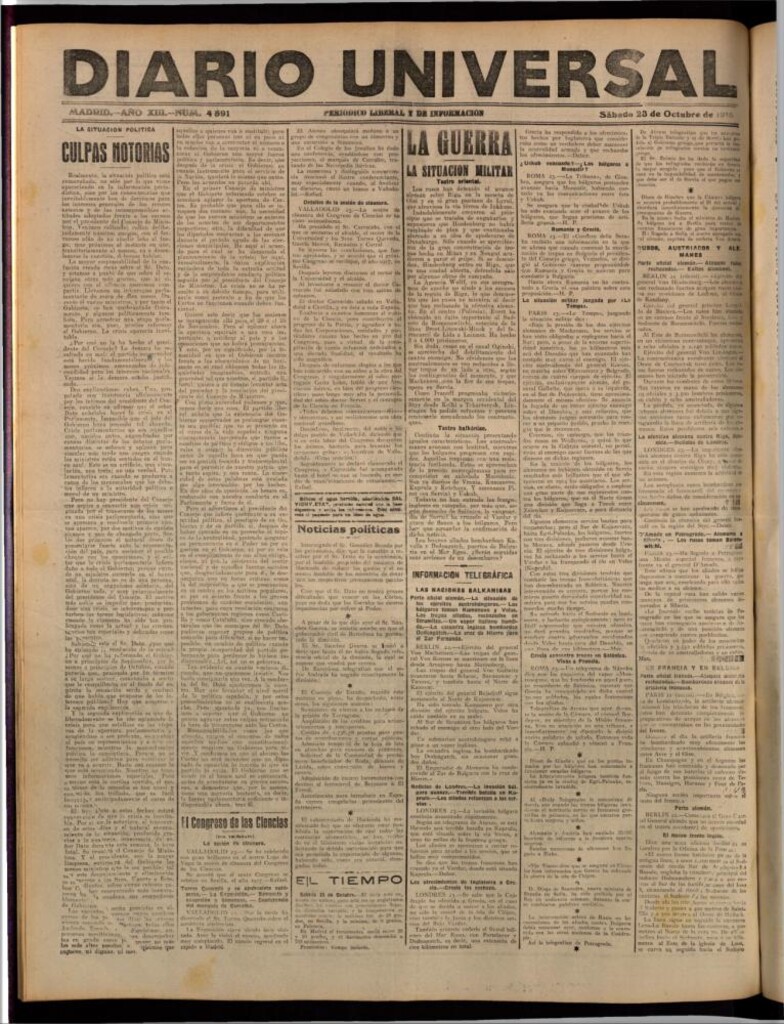 Miniatura de Diario Universal del 23 de octubre de 1915