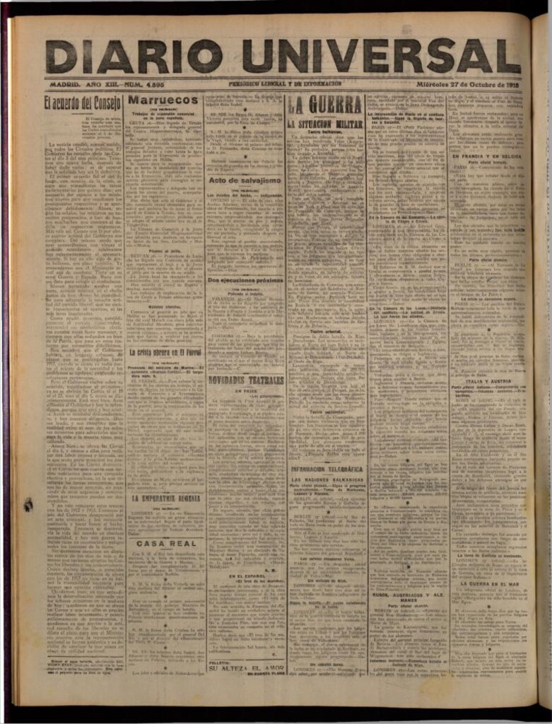 Miniatura de Diario Universal del 27 de octubre de 1915