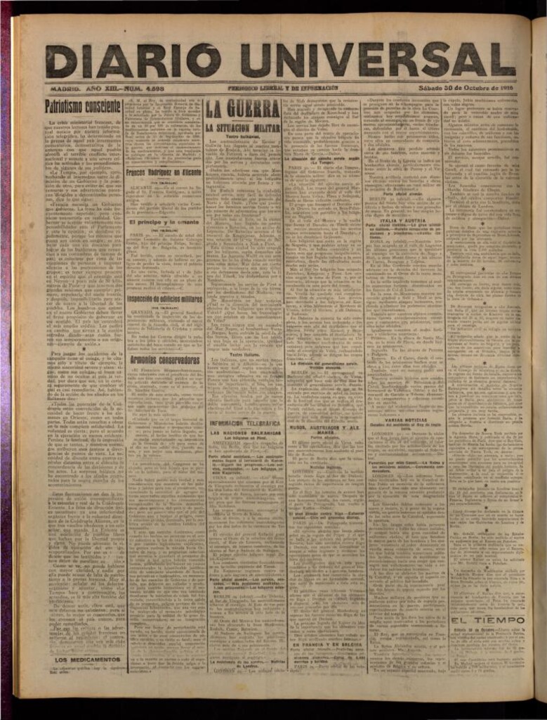 Miniatura de Diario Universal del 30 de octubre de 1915