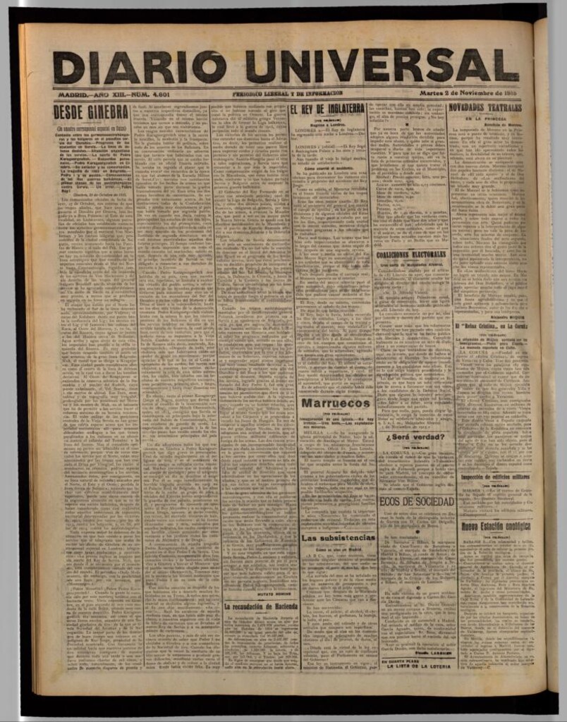 Miniatura de Diario Universal del 2 de noviembre de 1915