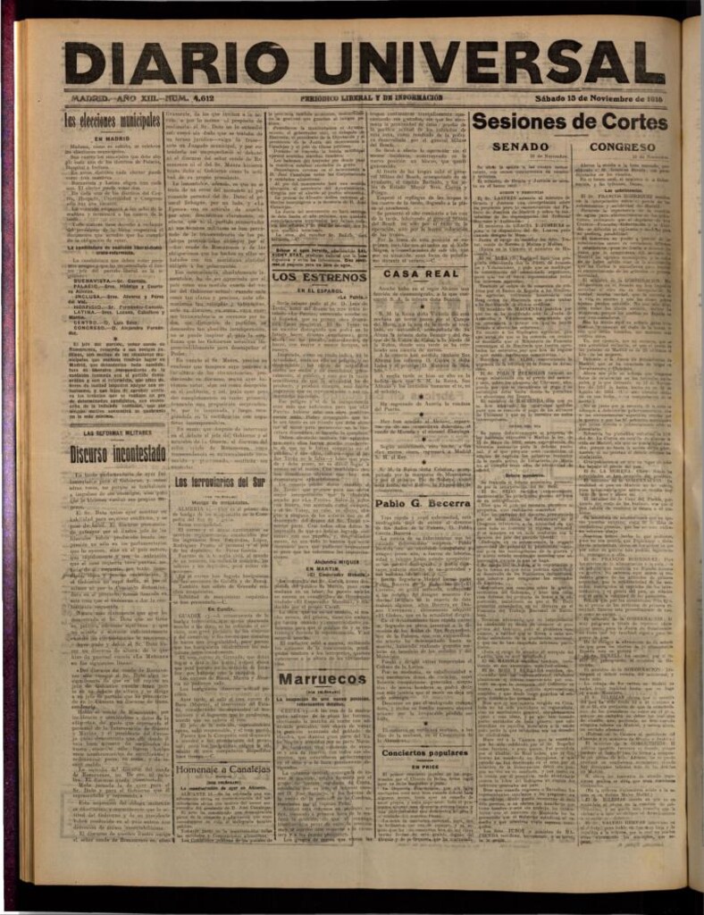 Miniatura de Diario Universal del 13 de noviembre de 1915