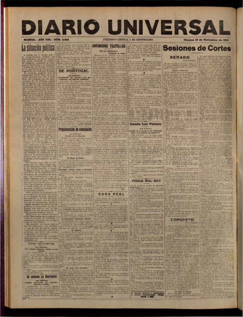 Miniatura de Diario Universal del 19 de noviembre de 1915