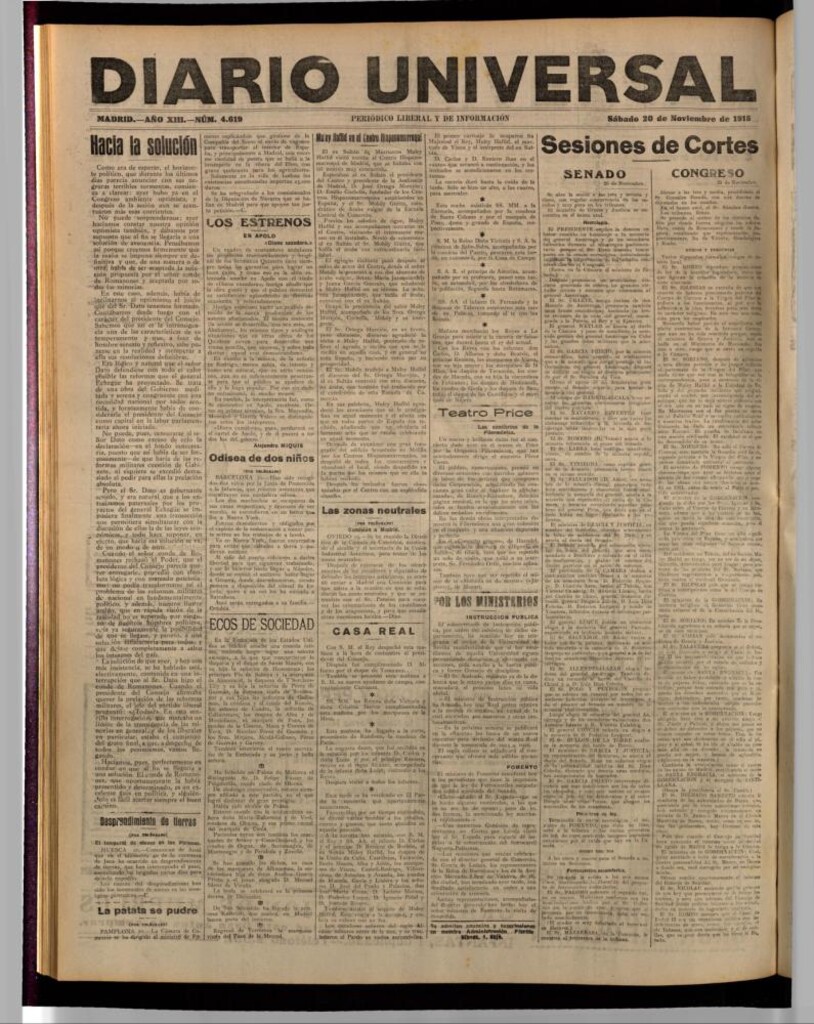 Miniatura de Diario Universal del 20 de noviembre de 1915