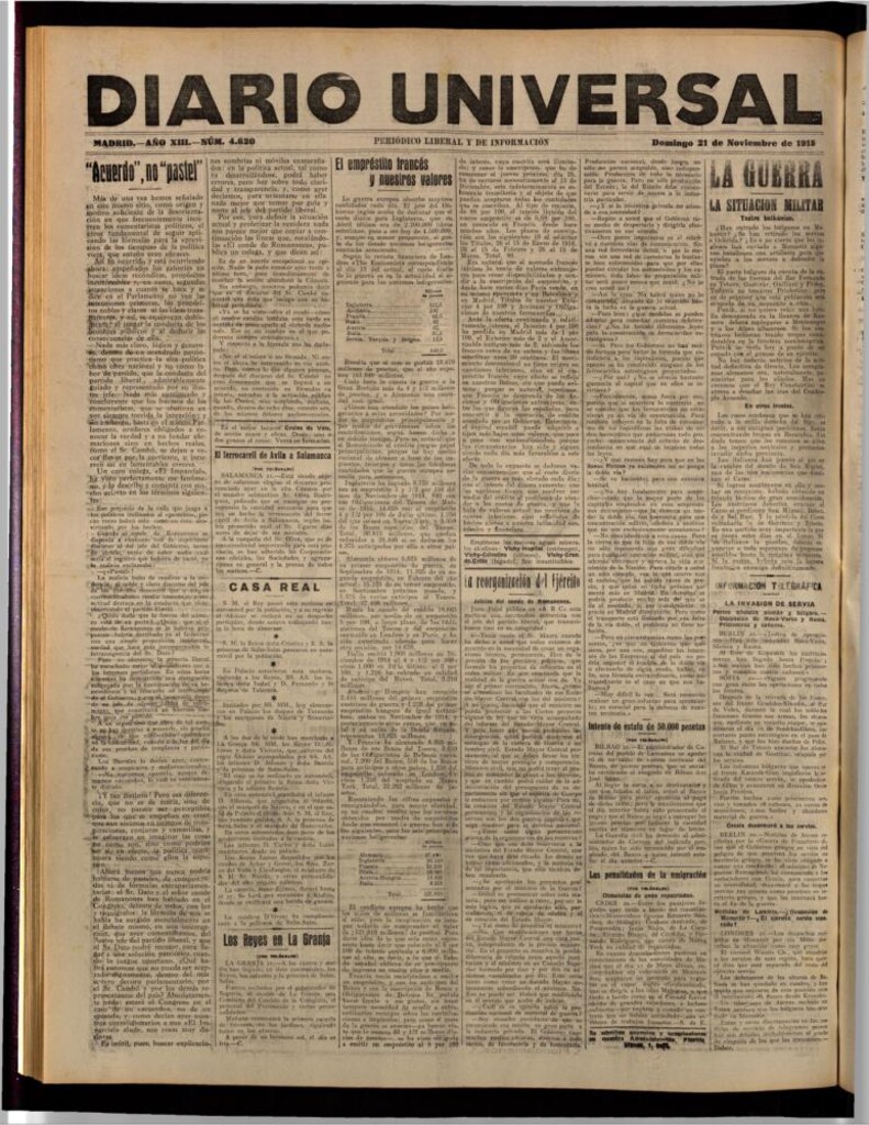 Miniatura de Diario Universal del 21 de noviembre de 1915