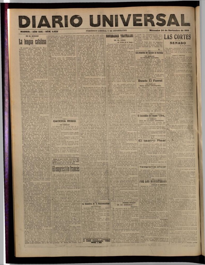 Miniatura de Diario Universal del 24 de noviembre de 1915
