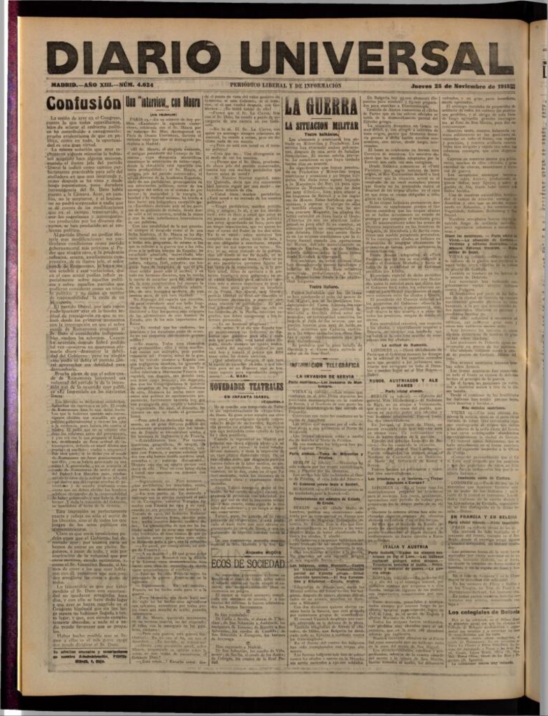 Miniatura de Diario Universal del 25 de noviembre de 1915
