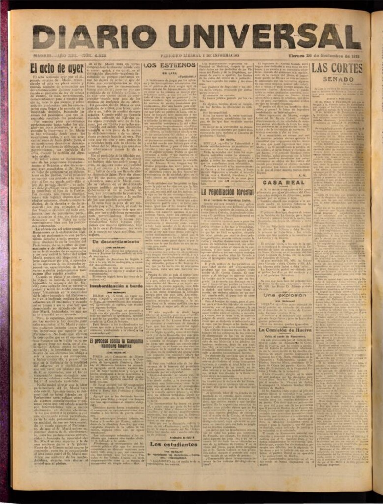Miniatura de Diario Universal del 26 de noviembre de 1915
