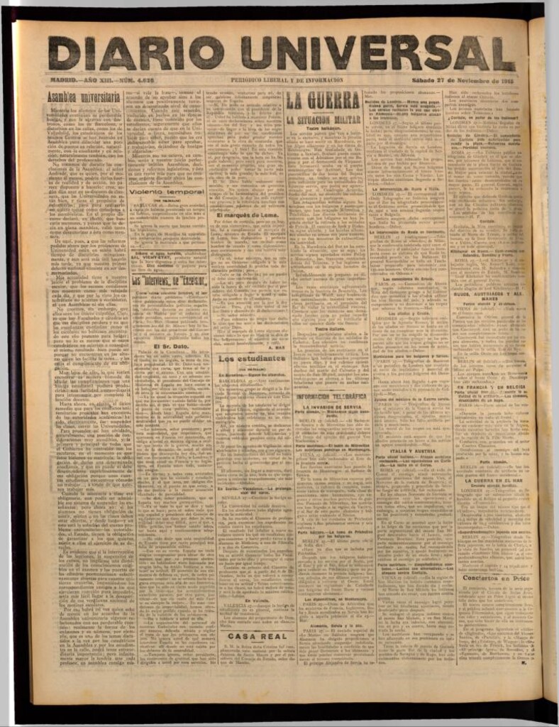 Miniatura de Diario Universal del 27 de noviembre de 1915