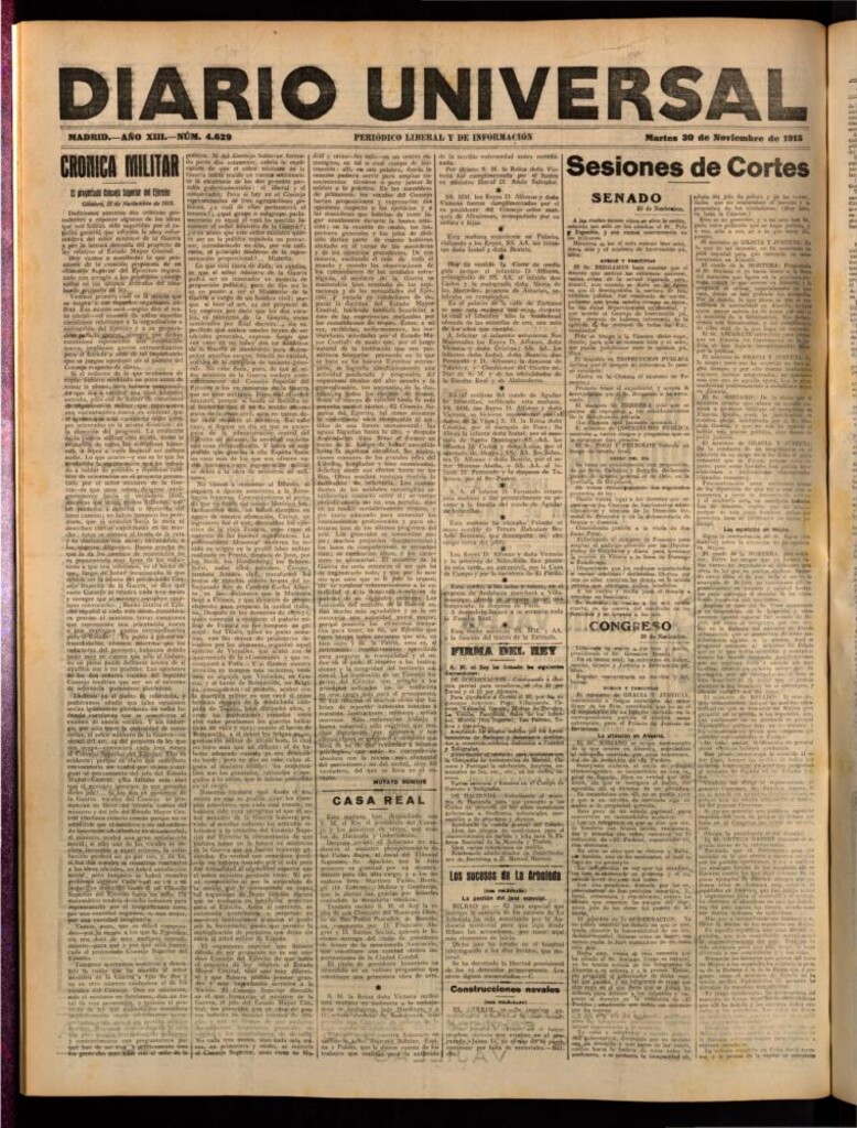 Miniatura de Diario Universal del 30 de noviembre de 1915