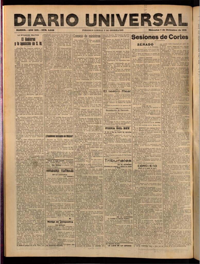 Miniatura de Diario Universal del 1 de diciembre de 1915